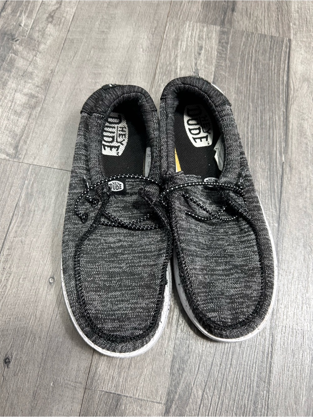 Hey Dude Youth Black/White Wally Sport Knit Slip-On Shoes 2